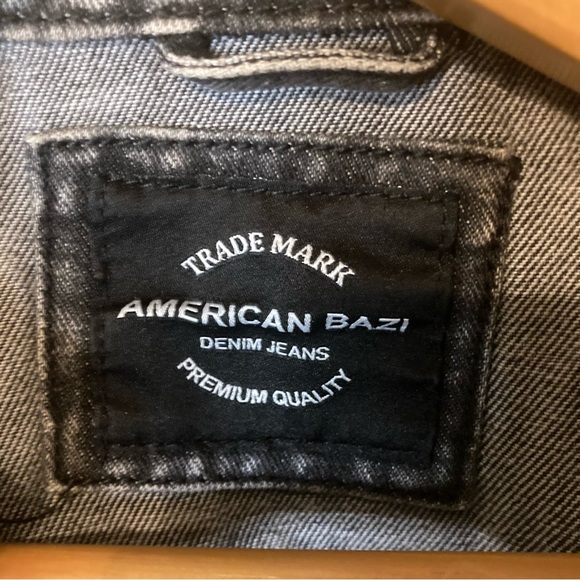 American Bazi Retro Acid Wash Cropped Denim Jacket With Chains Biker Bohemian 1X - Picture 9 of 16